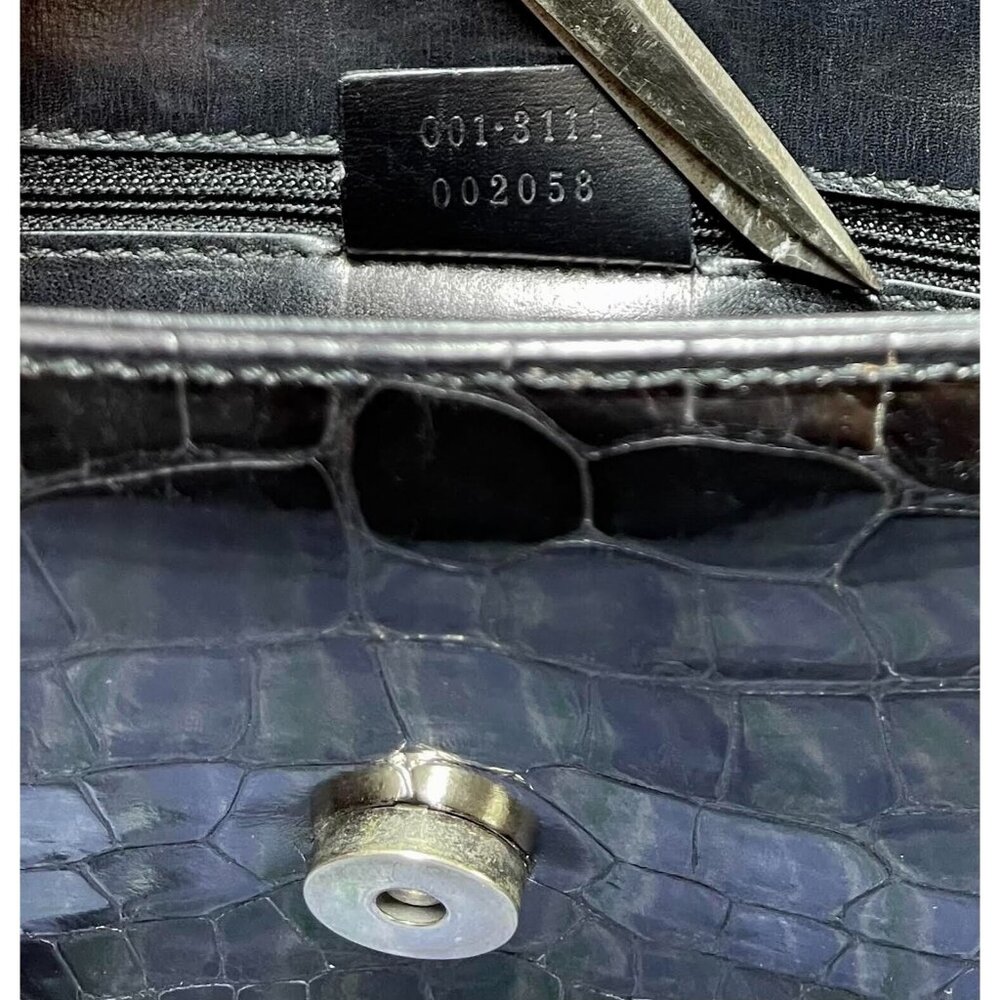Y2K Gucci by Tom Ford 1998 bag alligator crocodile silver G logo black handbag - Picture 15 of 15